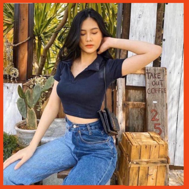 [Giá Xưởng] Áo Croptop Polo Cộc Tay Nữ , Cổ Bẻ Chất Thun Gân 3 Màu B003 Thời Trang | BigBuy360 - bigbuy360.vn