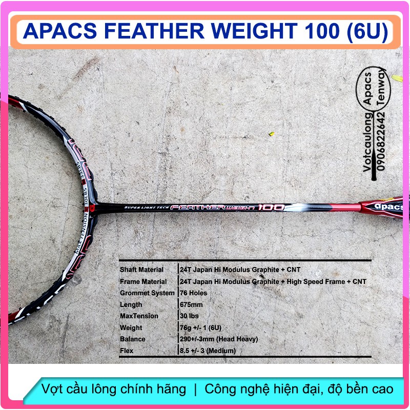 Vợt cầu lông Apacs Feather Weight 100 - 6U - siêu nhẹ tựa lông hồng