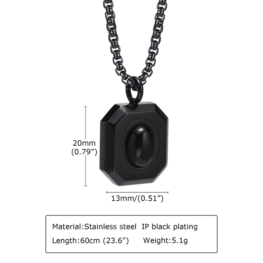 Vnox Vòng cổ Mặt Đá Onyx Màu Đen/Bạc Bằng Thép Không Gỉ Thời Trang Cho Nam