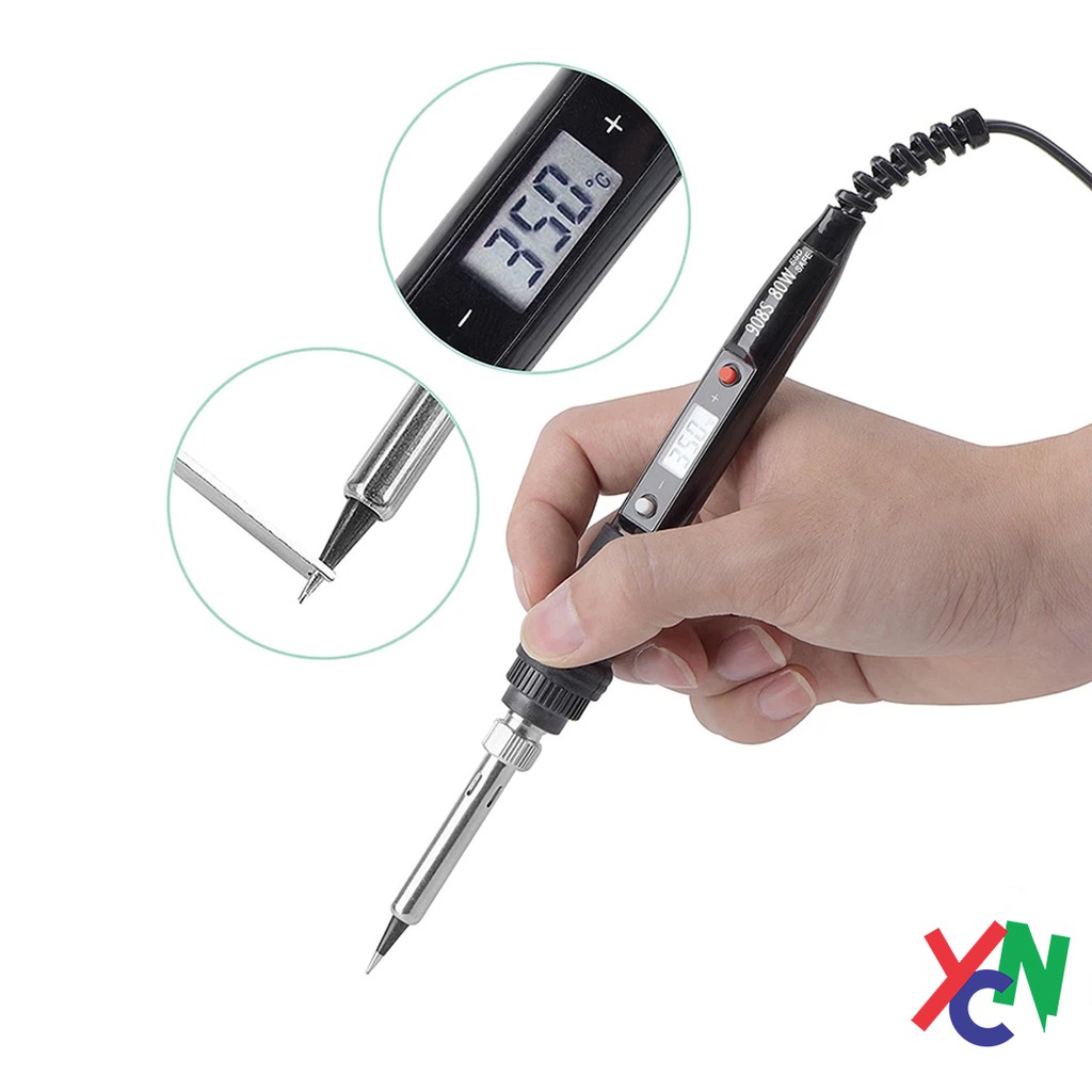 Mỏ hàn 908S 80W điều chỉnh nhiệt độ, hiển thị LCD chất lượng cao