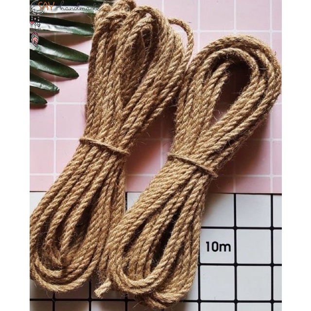 Dây thừng 4mm, dài 10m, dây thừng trang trí, dây đay, decor, cuộn dây thừng, cào móng mèo, handmade