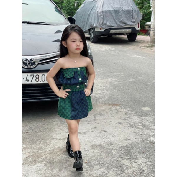 Sét bò G C xanh lá sành điệu cho bé (có quần trong)