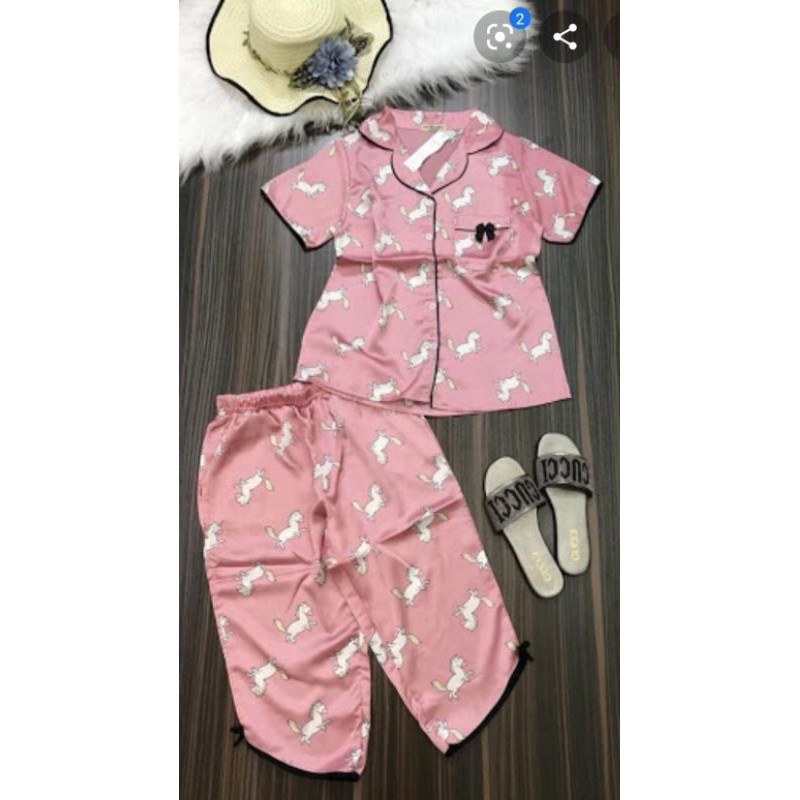 bộ pizama hồng lửng