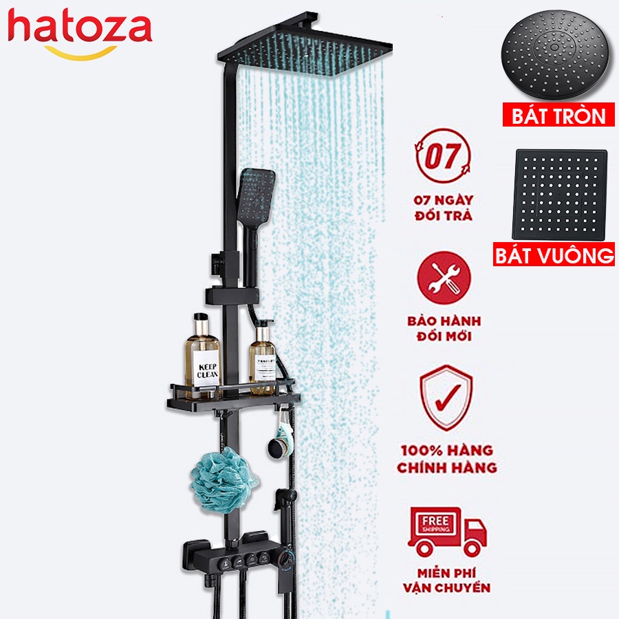 Bộ Sen Cây Cao Cấp Hatoza đa chức năng Tăng Áp Lực nước, chỉnh Nhiệt Độ, Vòi Cốt Đồng Mạ Tĩnh Điện Phun Nước Thông Minh