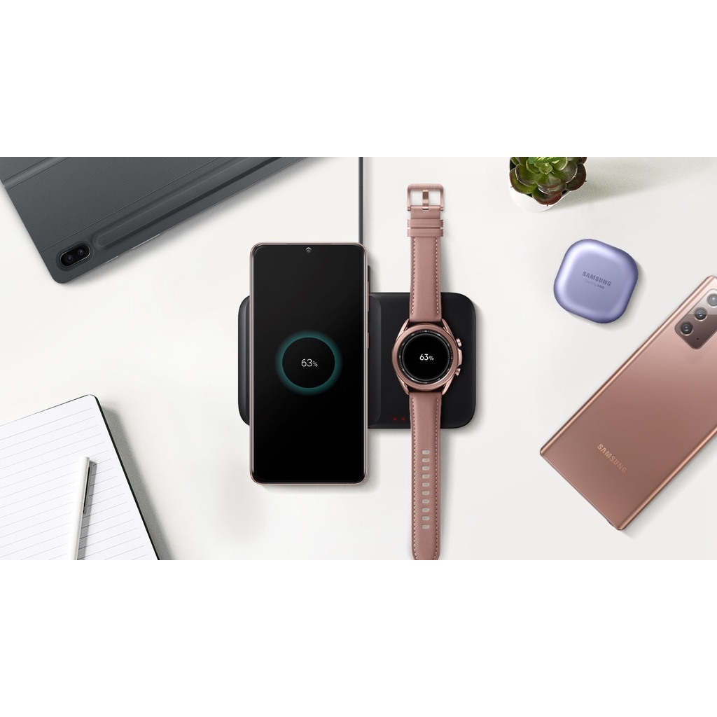 Đế sạc đôi không dây Samsung EP-P4300TBEGW dùng cho Z Fold3, S21 Ultra, Note 20 Ultra, Galaxy Watch 4, iPhone 13 Pro Max