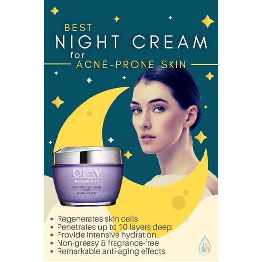 [Hàng Mỹ] Kem dưỡng ban đêm tái tạo da ngừa lão hóa Olay Regenerist Night Recovery Cream Face Moisturizer (48g)