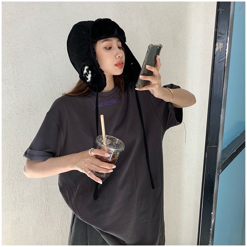 Áo Thun Nữ Ngắn Tay Cổ Tròn In Chữ Thời Trang Mới