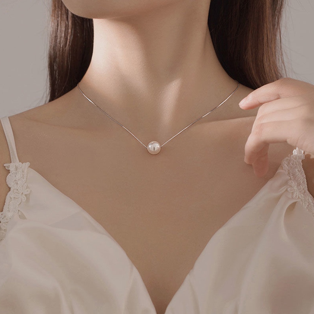 Vòng cổ Bạc Đính Ngọc Trai Giả 8mm/10mm