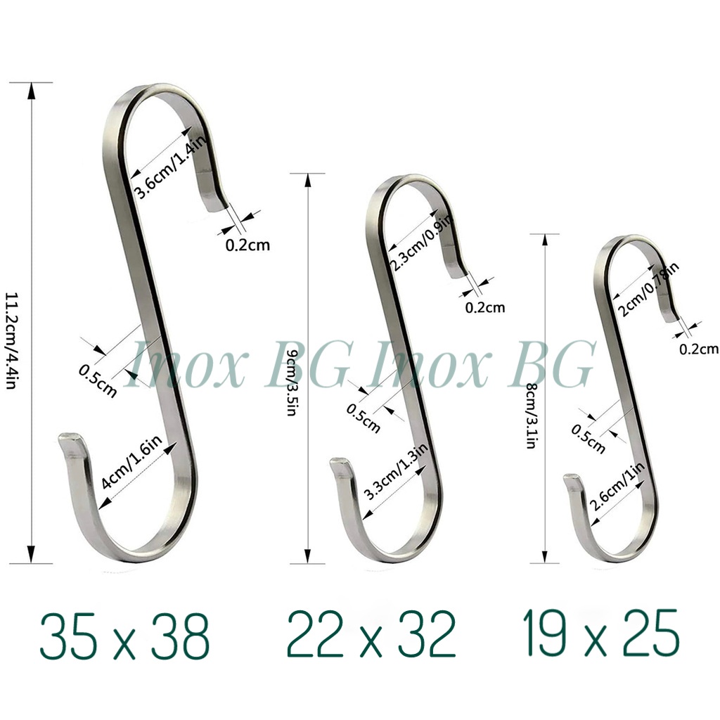 Móc treo đồ chữ S lồng ống inox phi 16/19/22/25/32/38