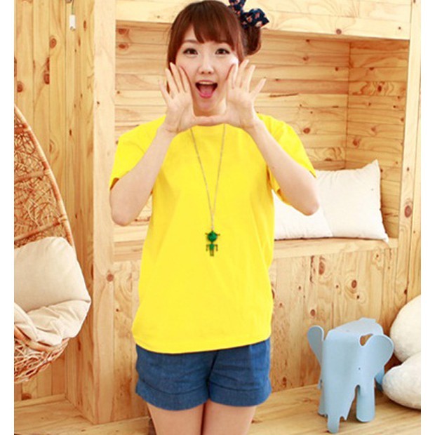 ÁO THUN TRƠN CỔ TRÒN MÀU VÀNG TAY NGẮN NAM NỮ ( CÓ CẢ SIZE EM BÉ ) AVT2-92