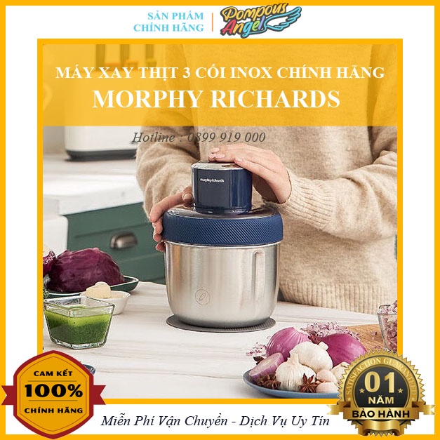 Máy xay thịt đa năng 300W MORPHY RICHARDS 3 cối inox kèm trục bóc tỏi
