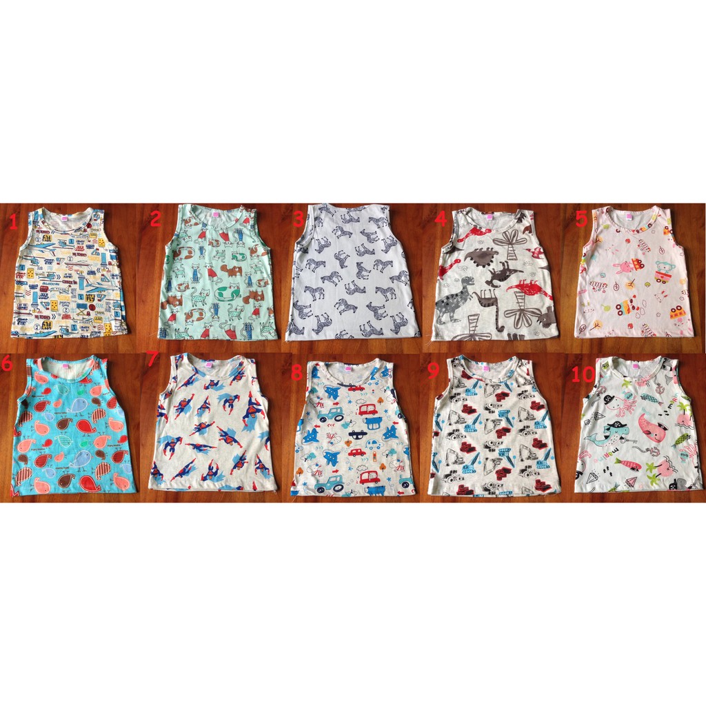 Áo 3 lỗ cotton bé trai bé gái 8-30kg