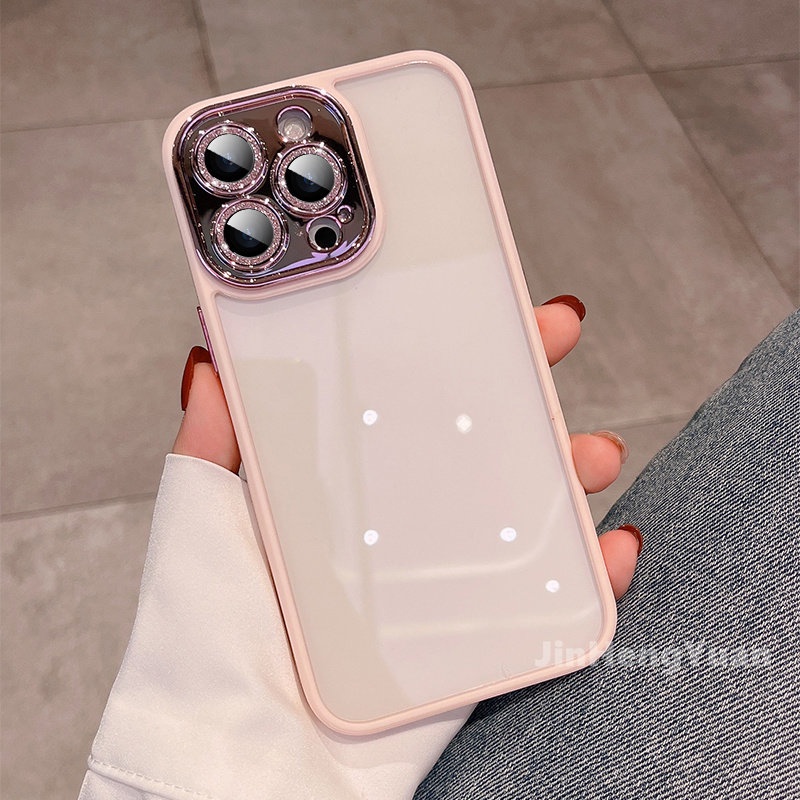 Ốp Điện Thoại Trong Suốt Mạ Viền Sang Trọng Chống Sốc Bảo Vệ Ống Kính Máy Ảnh Cho IPhone 14 Plus 12 13 11 Pro Max
