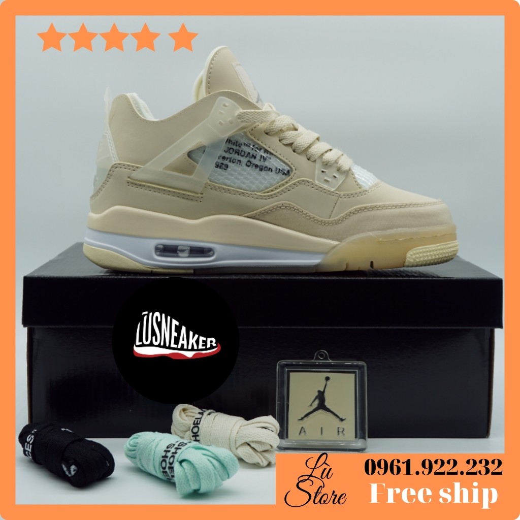 [FREESHIP+ẢNH THẬT] Giày sneaker Off W.hite /A.ir Jo.rdan 4 /C.ream/S.ail" OW/Lù Store | BigBuy360 - bigbuy360.vn