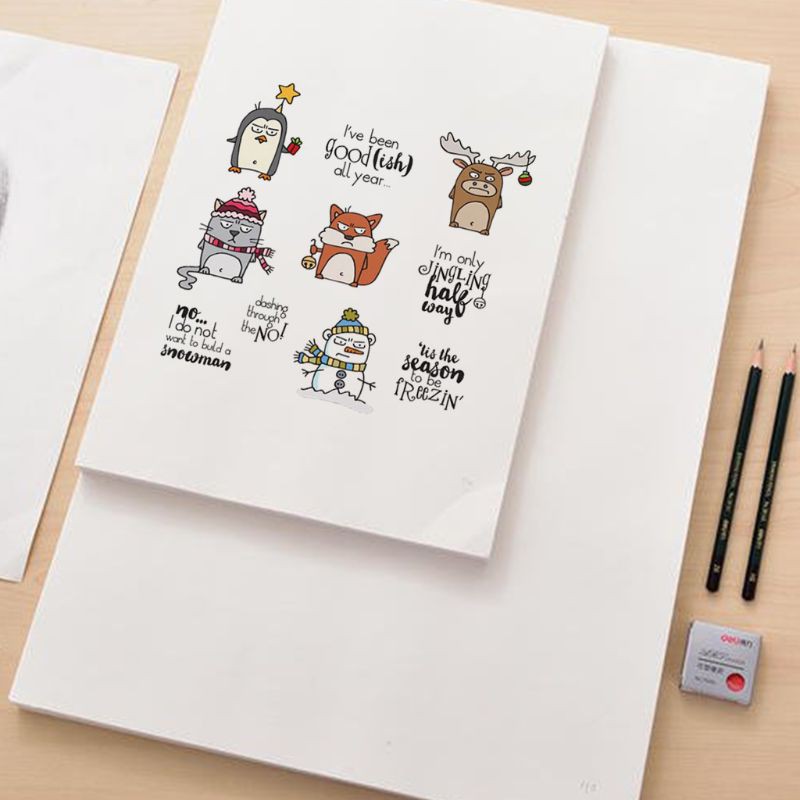 Con Dấu Silicon Trong Suốt Hình Động Vật Giáng Sinh Trang Trí Scrapbook