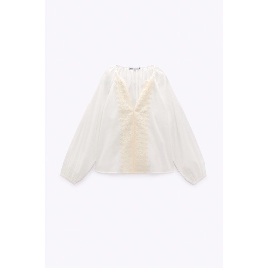 Áo trắng mix ren ZARA AUTH new tag XS
