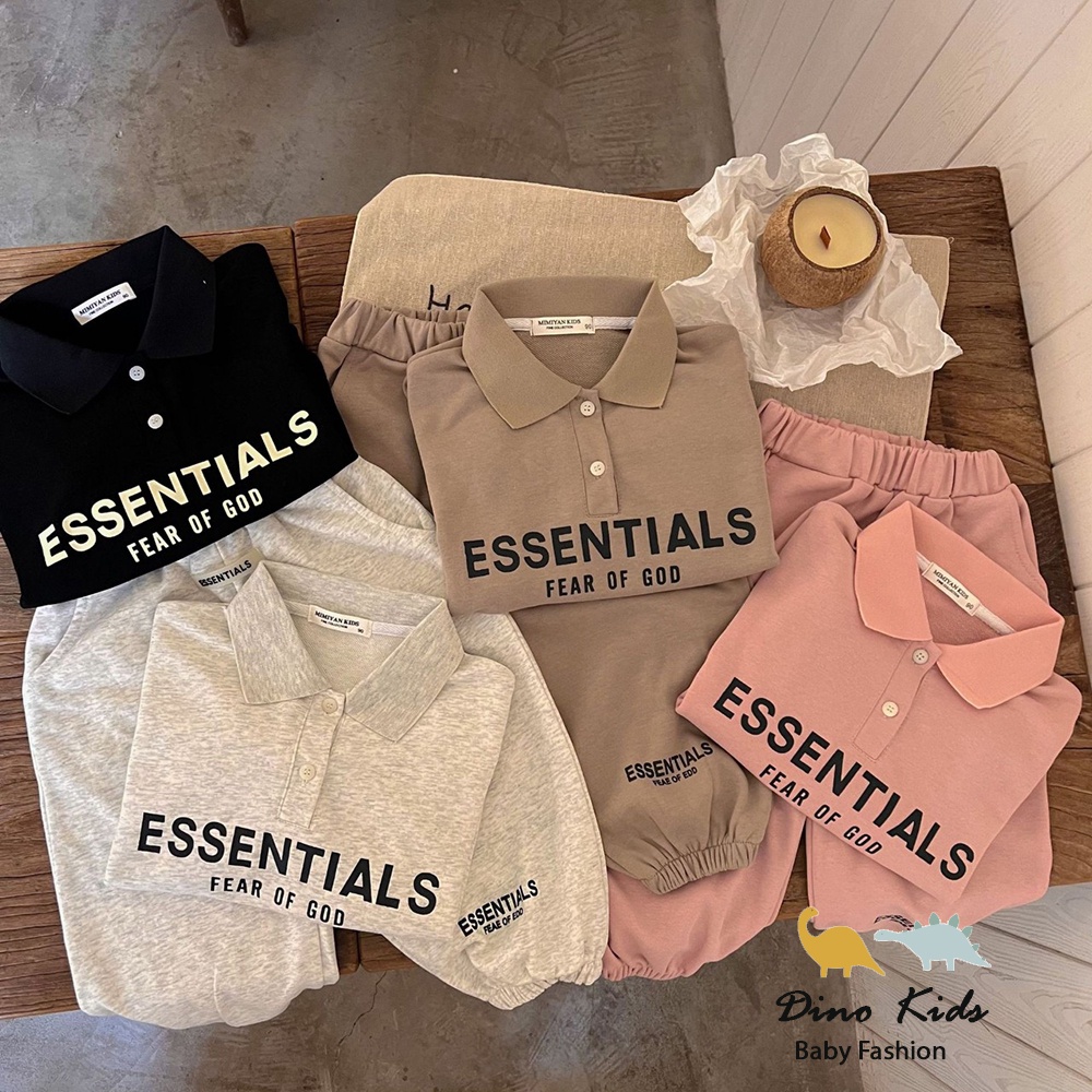 Quần áo thu đông bé trai, bé gái, bộ quần áo da cá Essen SN cổ dệt xịn xò cho bé Size 20-33kg