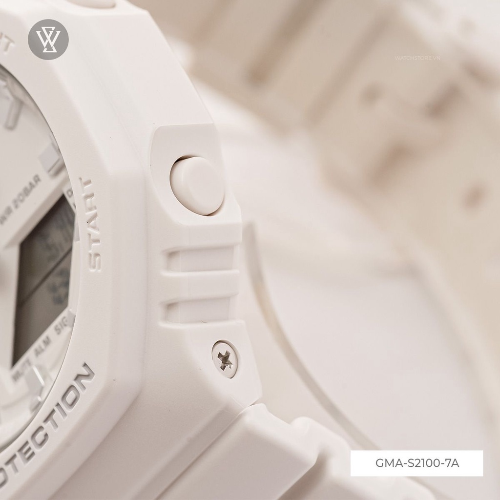 Đồng Hồ Điện Tử Nam Casio G-Shock WATCHSTORE GMA-S2100-7ADR Thiết Kế Mặt Kính Khoáng 43mm, Vỏ Và Dây Màu Trắng Năng Động