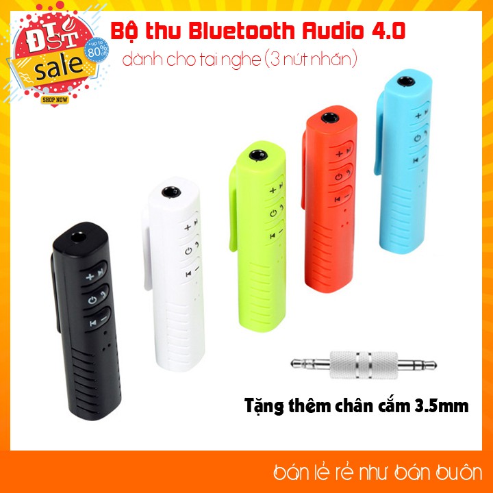 ✅ [RẺ NHẤT VIỆT NAM] Bộ thu Bluetooth Audio 4.0 dành cho tai nghe (3 nút nhấn) +Tặng thêm châm cắm 3.5mm