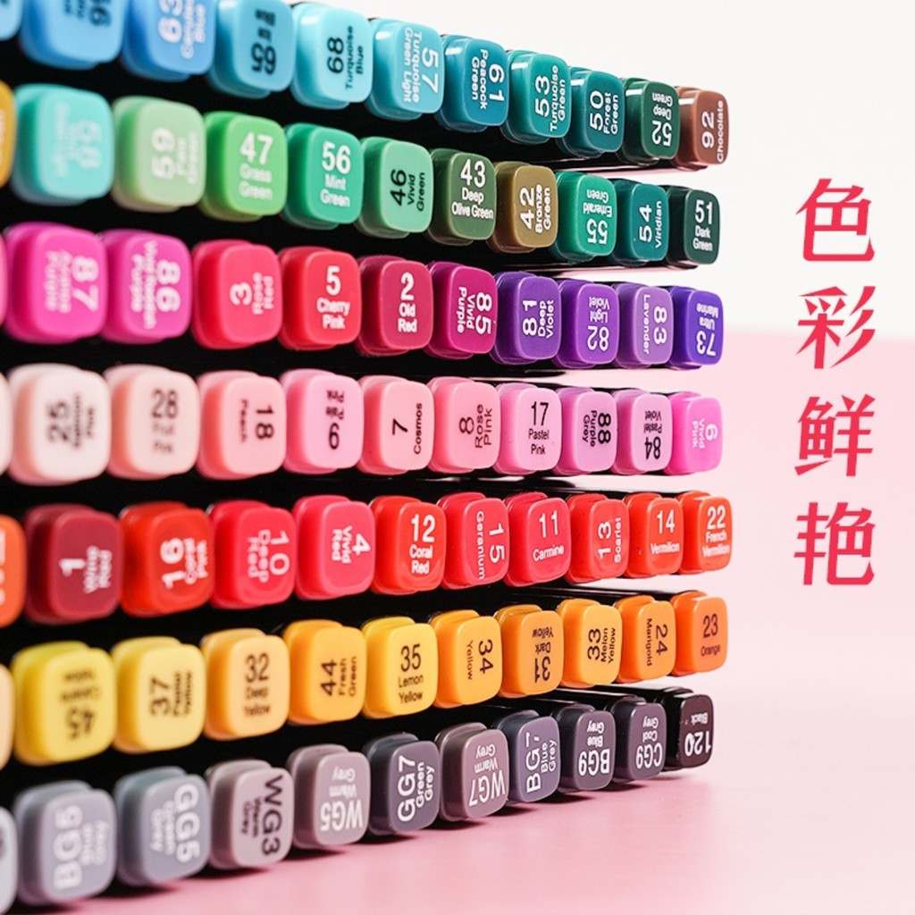 Bút Touch Mark marker 48 chi tiết màu Touchmark dạ hai đầu túi da vintage