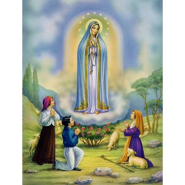 Tranh 5d gắn đá toàn bộ - Tranh công giáo Thánh Lễ Mừng Kính Đức Mẹ Fatima