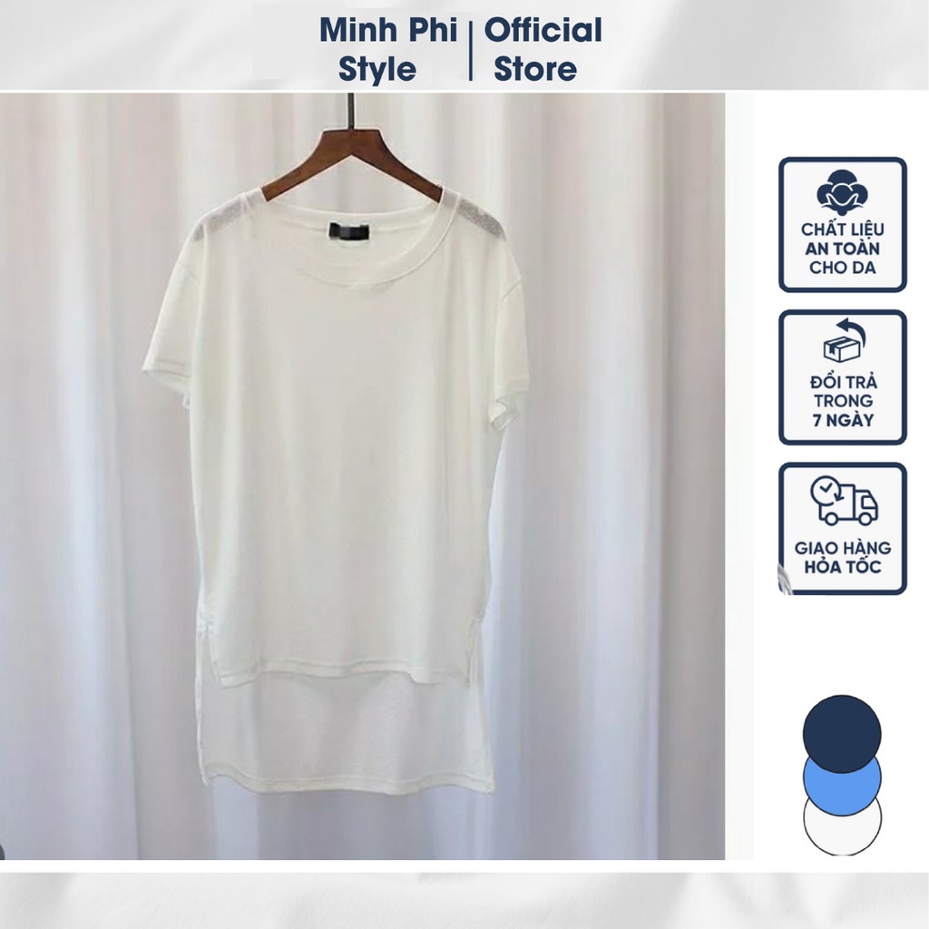 Áo Thun Nam Lệch Tà Ngang 2 Màu Chất Cotton 100 % Mát Thấm Mồ Hôi Phong Cách Hiện Đại Cá Tính