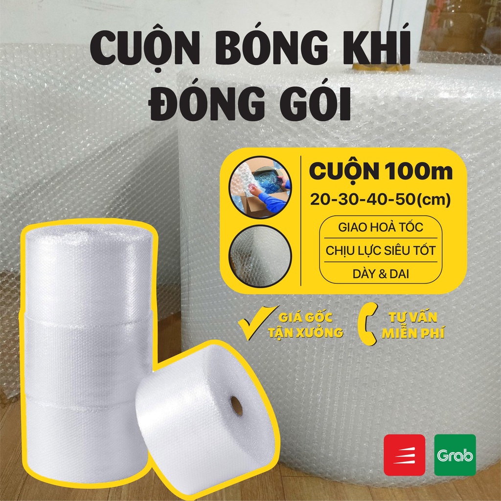 Cuộn Bóng Khí, Xốp nổ, Gói Hàng, Bọc Hàng, Kích Thước 20cm*100m, 30cm x 100m, 40cm x 100m, 50cm x 100m
