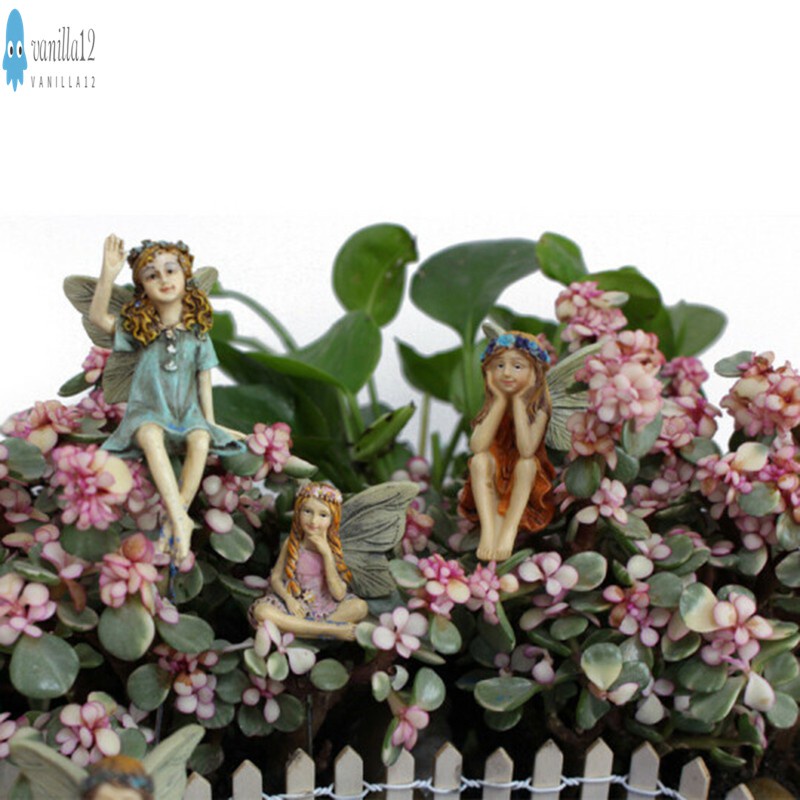 6pcs Beauty Miniature Flower Fairies Garden Flower Pot Statues Decoration Indoor Outdoor Ornament Lawn Decorations
