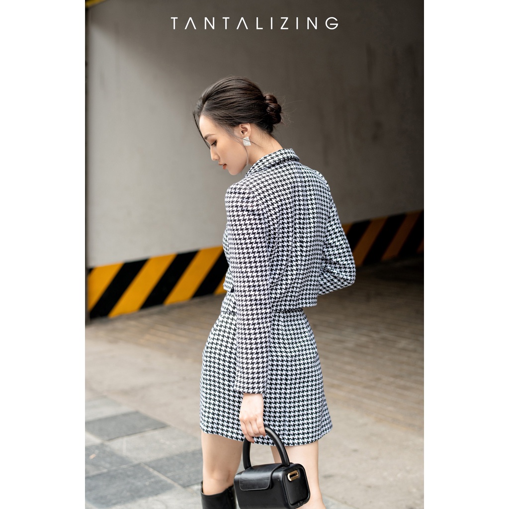 Tantalizing set bộ Houndstooth dài tay