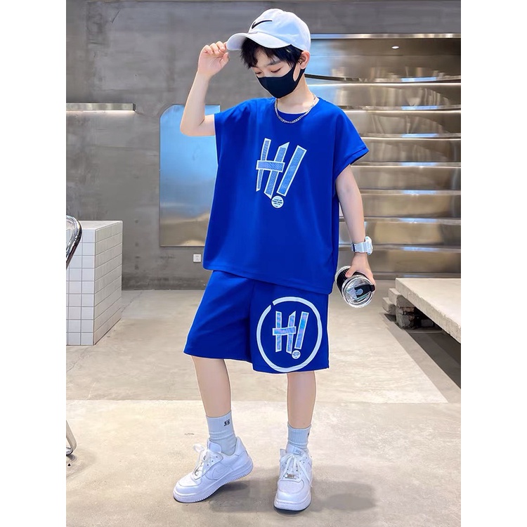 Bộ đồ bé trai Con Xinh sát nách hình in HI!,thời trang mùa hè dành cho trẻ em từ 4 đến 10 tuổi
