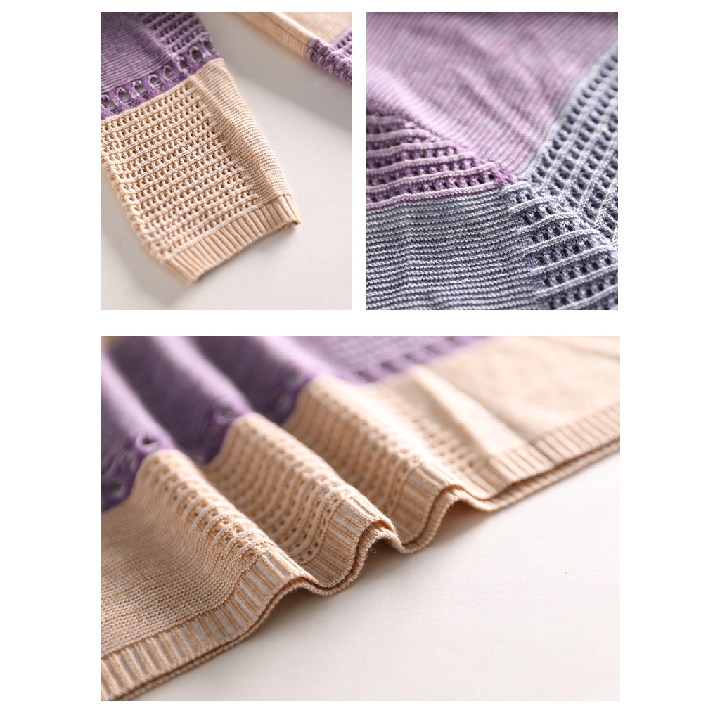 Autumn Women Knit Ice Silk Blouse Loose Bottoming Shirt Stripes Long Sleeves Tops Clothes | BigBuy360 - bigbuy360.vn