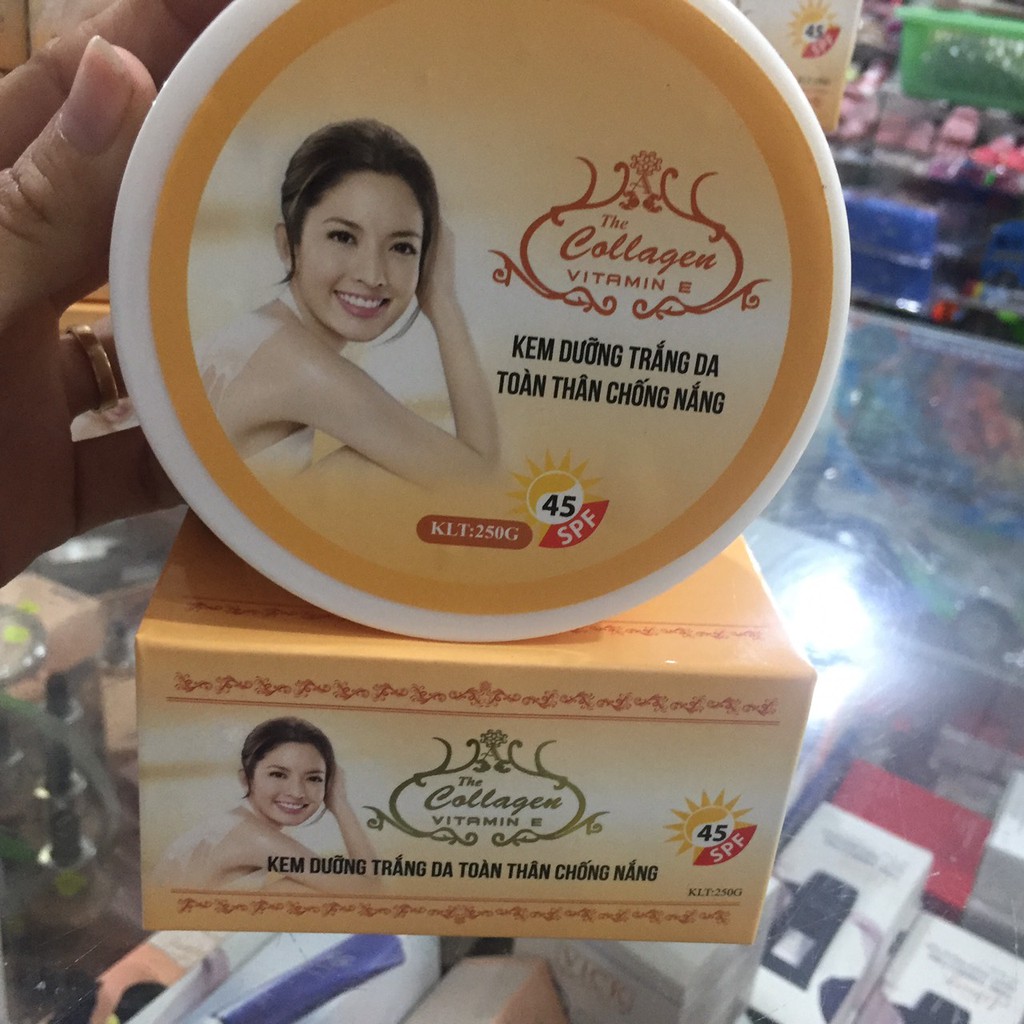 The Collagen Vitamin e Kem dưỡng trắng da toàn thân chống nắng 250g