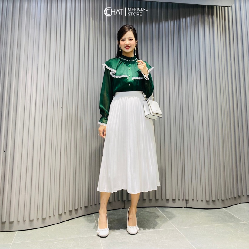 Sơ mi cổ bèo can ren Cchat Clothes