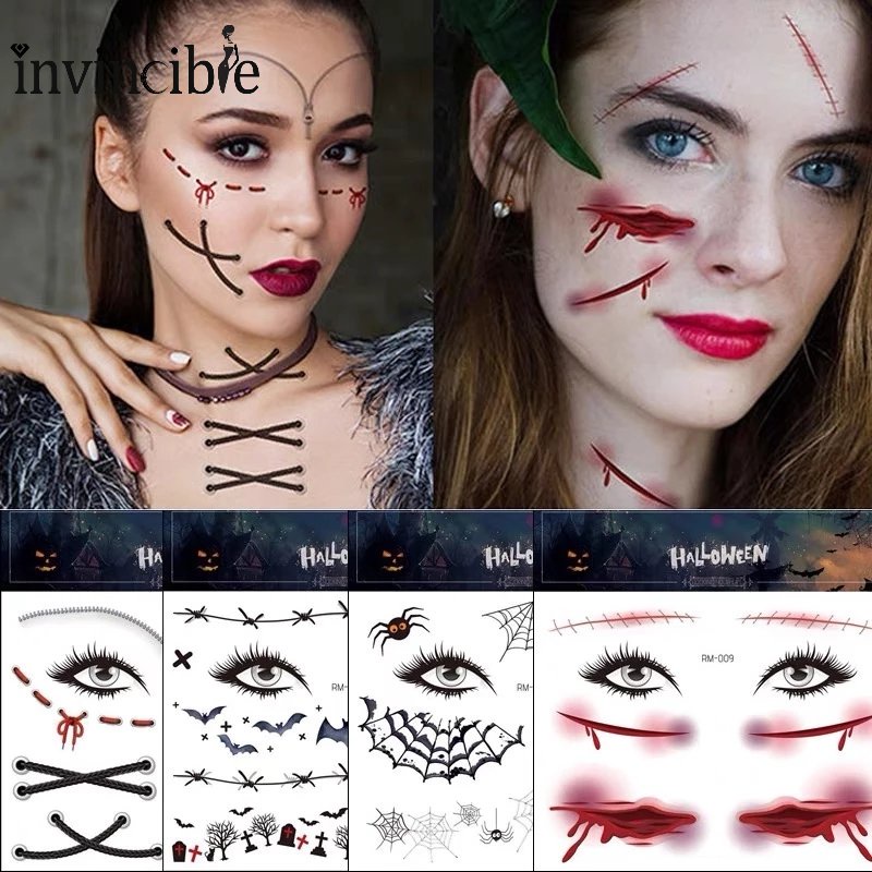 Hình Xăm Dán Mặt Nhện Kinh Dị Dùng 1 Lần Trang Trí Halloween