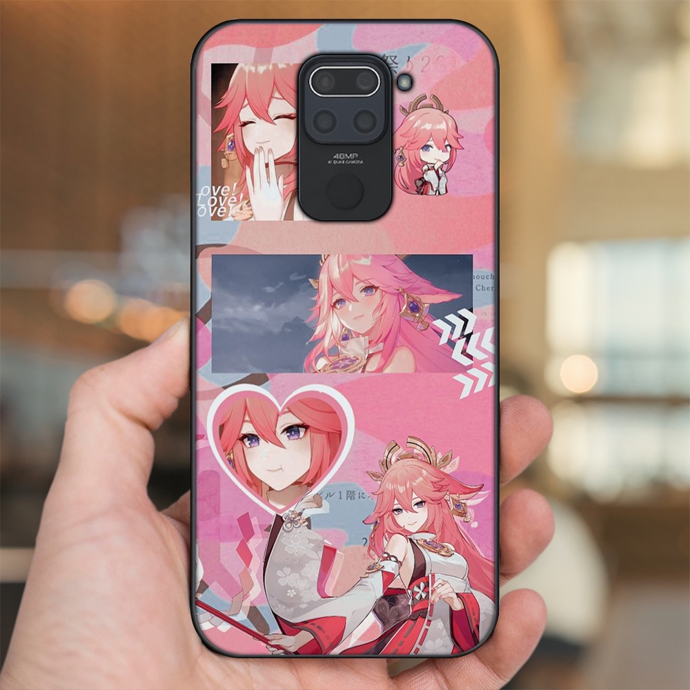 Ốp lưng Xiaomi Redmi Note 9 viền đen in hình Yae Miko Genshin Impact