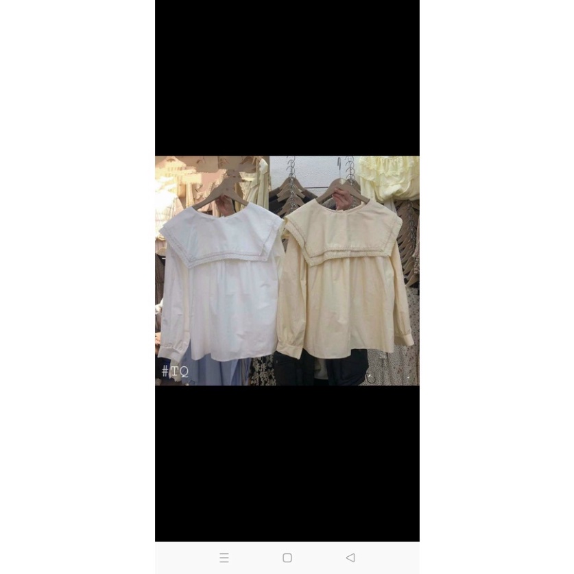 Áo babydoll viền ren 2 lá bèo A0400 vintagevn