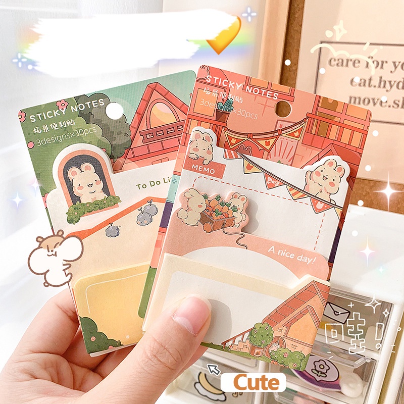 Tập Giấy Ghi Chú Họa Tiết Thỏ Hoạt Hình Dễ Thương