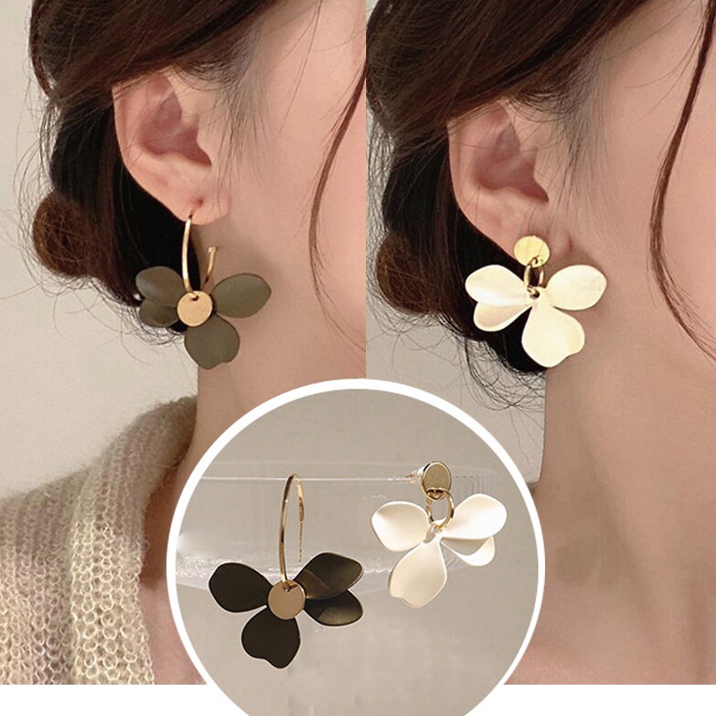 Bông Tai Dáng Dài Bằng Bạc 925 Hình Cánh Hoa Phong Cách Hàn Quốc Thời Trang Xuân Hè Mới Cho Nữ