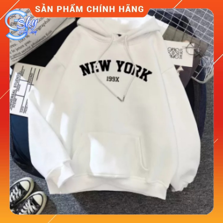 ÁO HOODIE UNISEX NAM NỮ  FORM RỘNG, CHẤT NỈ BÔNG CAO CẤP in NEW YORK