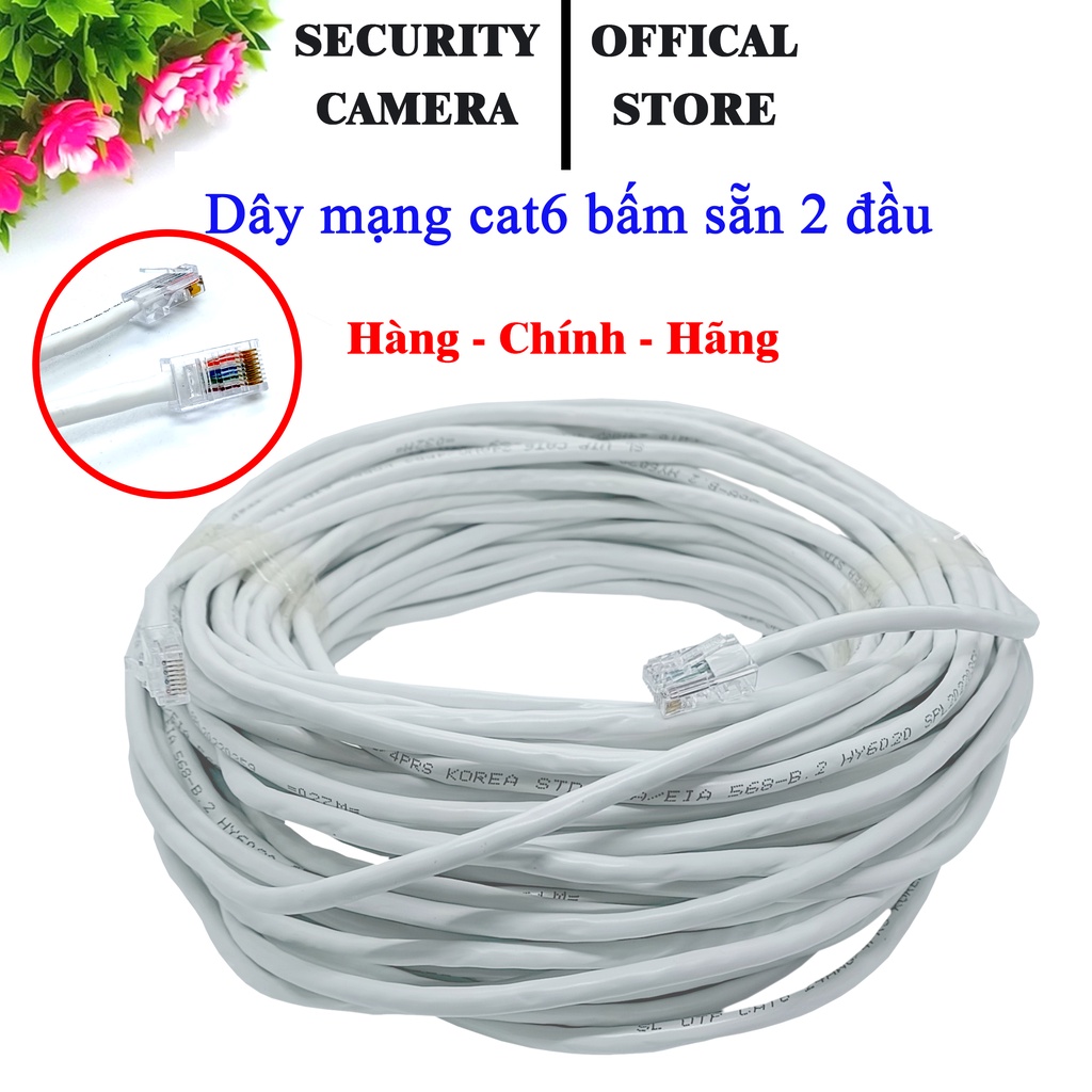 Dây mạng CAT6 Bấm Sẵn 2 đầu 10m 15m 20m 25m 30m 35m 40m 45m 50m - Dây cáp mạng lan - Chính Hãng