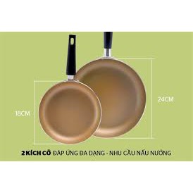 COMBO 2 CHẢO SIÊU CHỐNG DÍNH SUNHOUSE CAO CẤP 22CM VÀ 18CM CAO CẤP