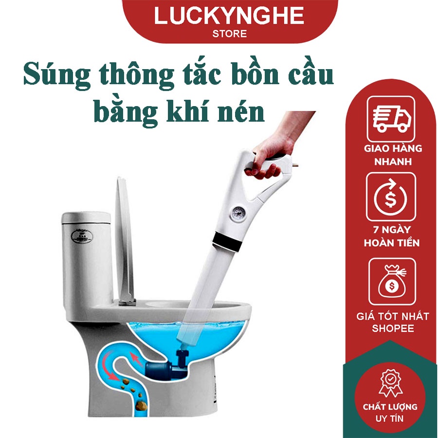 Súng Thông Tắc Bồn Cầu, Bồn Rửa Chén, Dụng Cụ Thông Cống, Bồn Rửa Mặt, Áp Suất Nén Tới 8kg