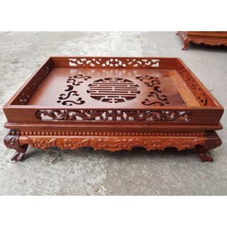 Khay trà chân quỳ gỗ hương - Khay trà rồng chầu gỗ hương sang trọng