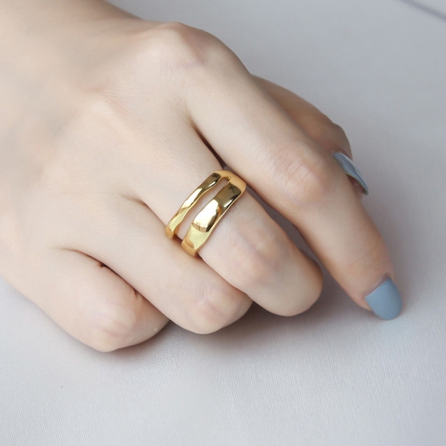 Nhẫn Hai Lớp Thiết Kế Đơn Giản Phong Cách Hàn Quốc