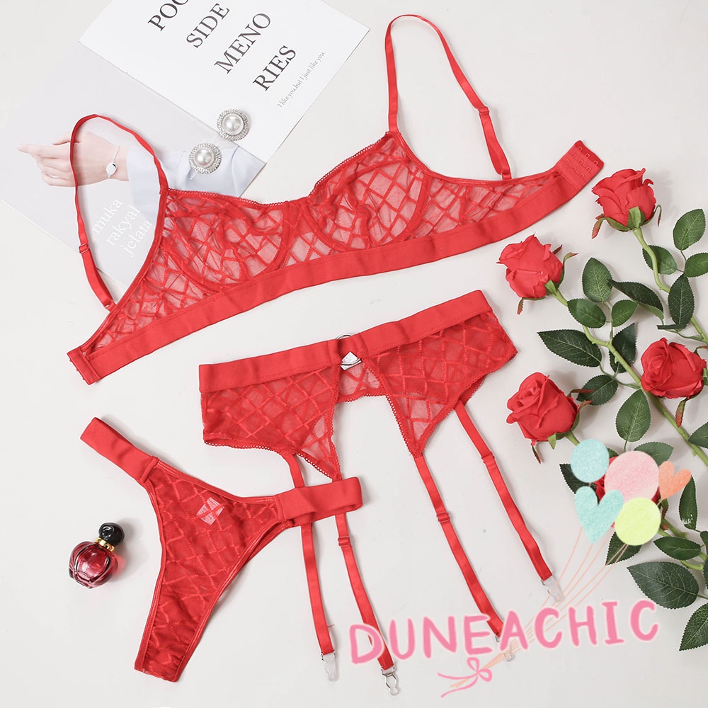 DUNEA Bộ đồ nữ gồm áo ngực và quần lót dạng lưới gợi cảm thời trang
