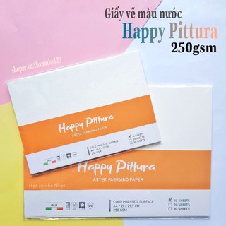[RẺ NHẤT] Giấy vẽ màu nước Happy Pittura A5/A4 250gsm