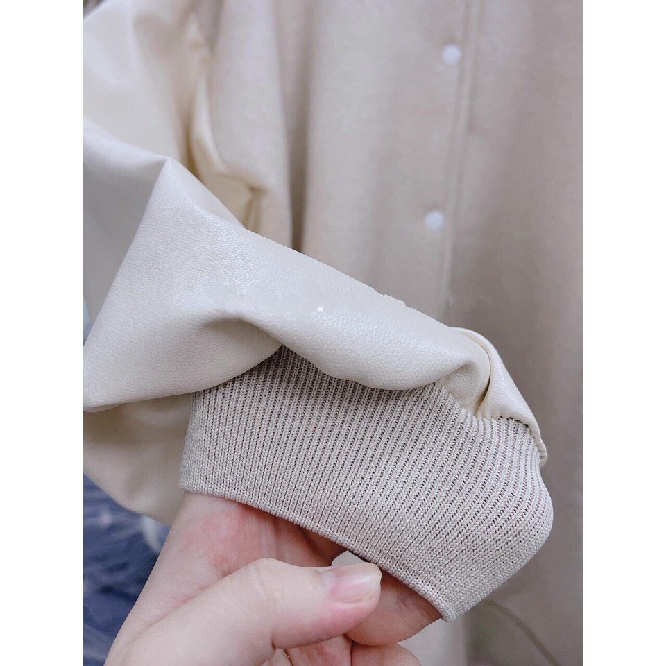 Áo Khoác Bomber Nam Nữ, Khoác Dạ Phối Tay Da Form Rộng Unisex | BigBuy360 - bigbuy360.vn