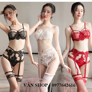 Bộ nội y kèm đai hông và tất siêu gợi cảm sexy- bộ cosplay đủ phụ kiện ren gợi cảm G43