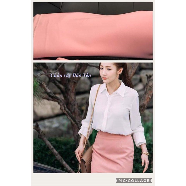 Chân váy bút chì màu hồng thư kí Kim ( sẵn size)- M26