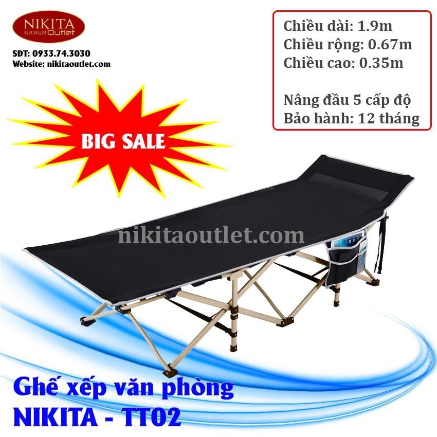 Giường xếp du lịch vải bạt lưới Thái Lan NIKITA - TT02 nhỏ gọn, tiện lợi, sử dụng đơn giản - bảo hành chính hãng NIKITA